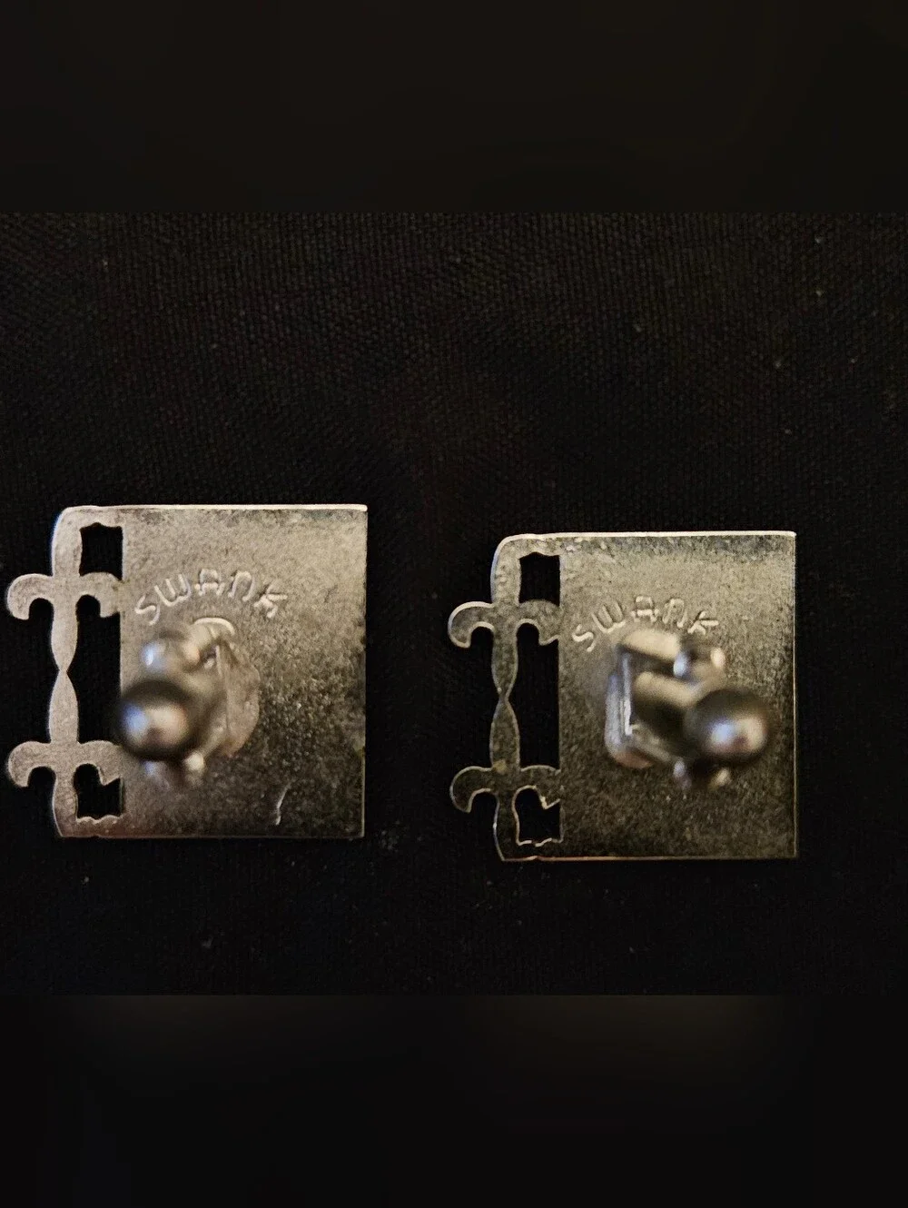 Vintage Swank Silver-tone Fleur De Lis Cufflinks Textured Ribbed Mid-century